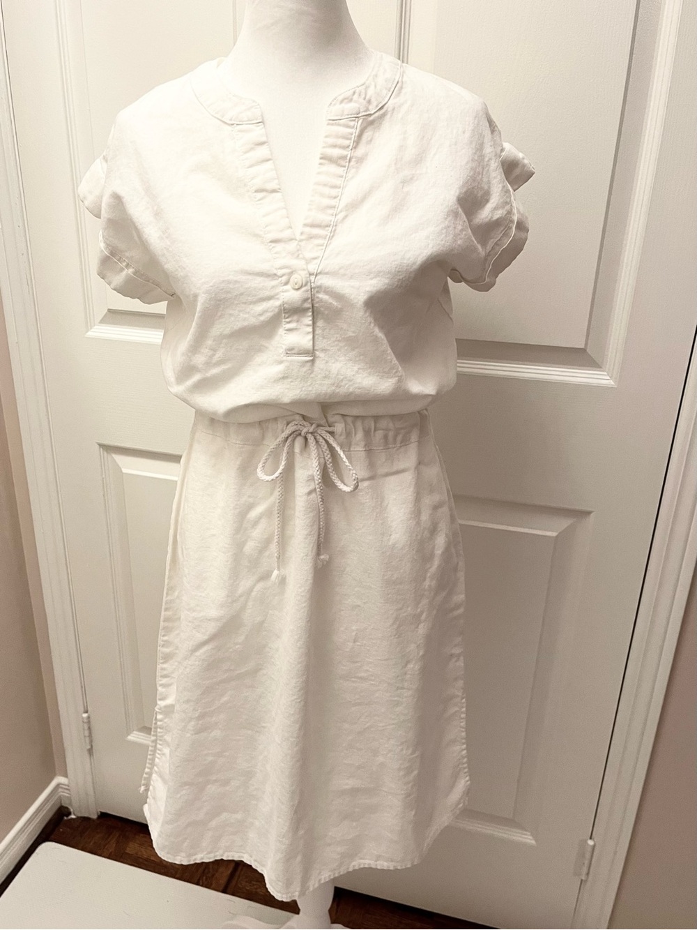 Joe Fresh Linen Cotton Shift Dress Drawstring White Size S